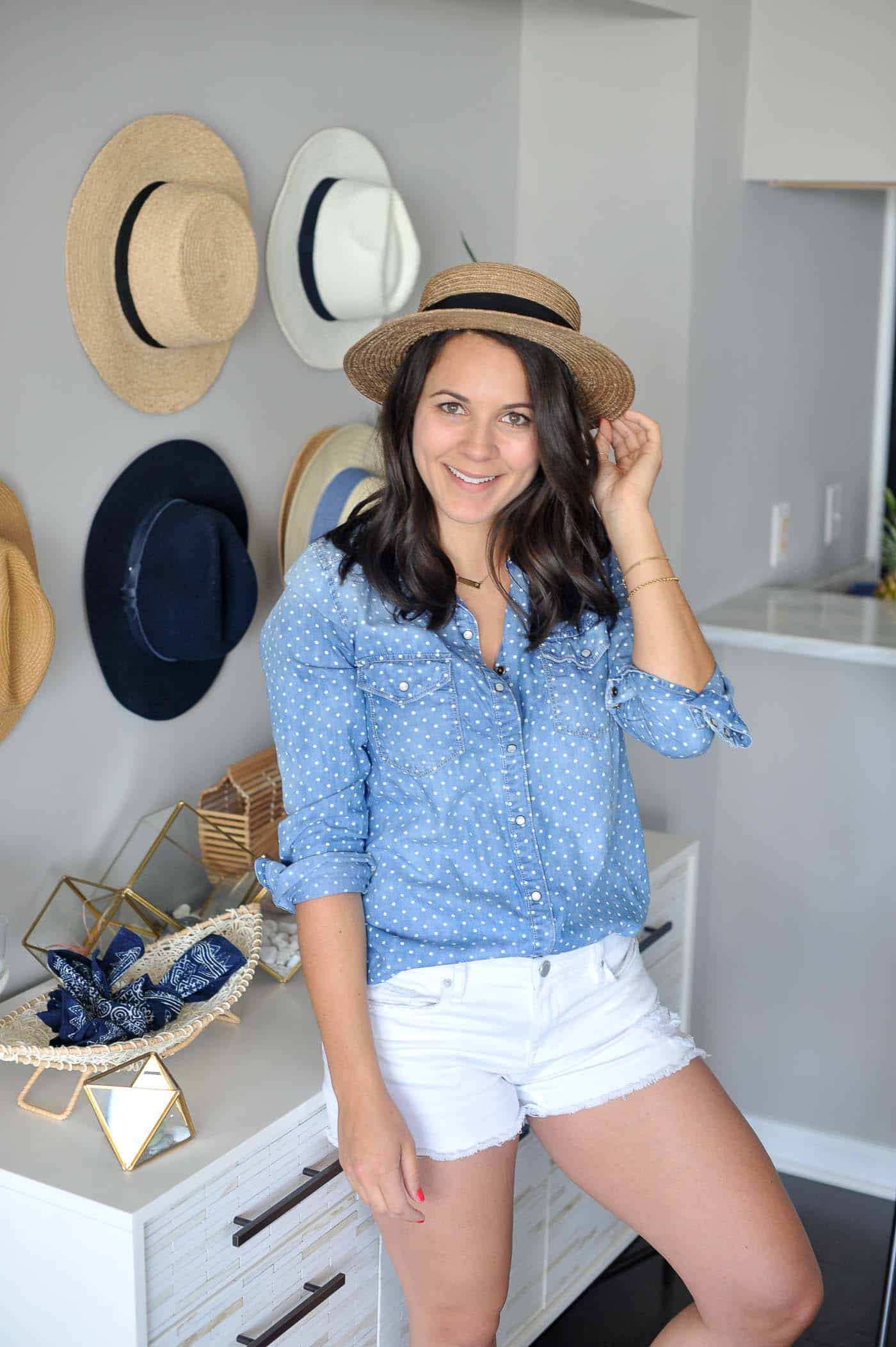 Hat wall ideas, how to style a buffet, affordable home decor ideas - My Style Vita @mystylevita