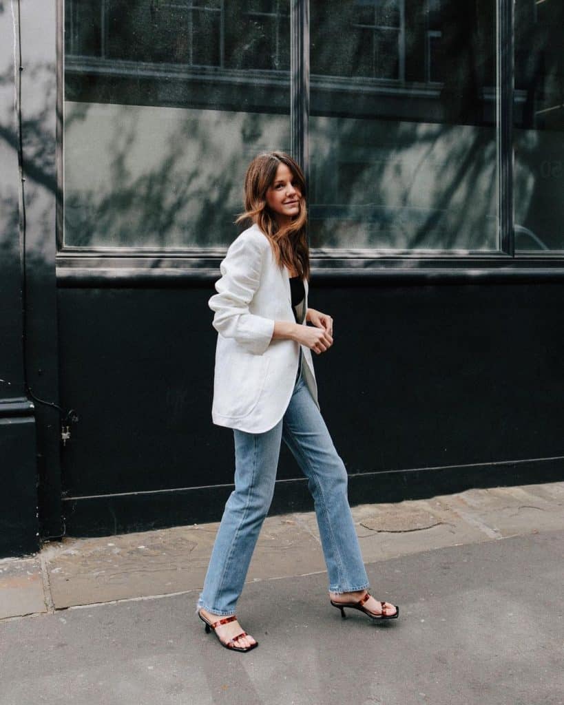 Heeled sandals for straight leg denim