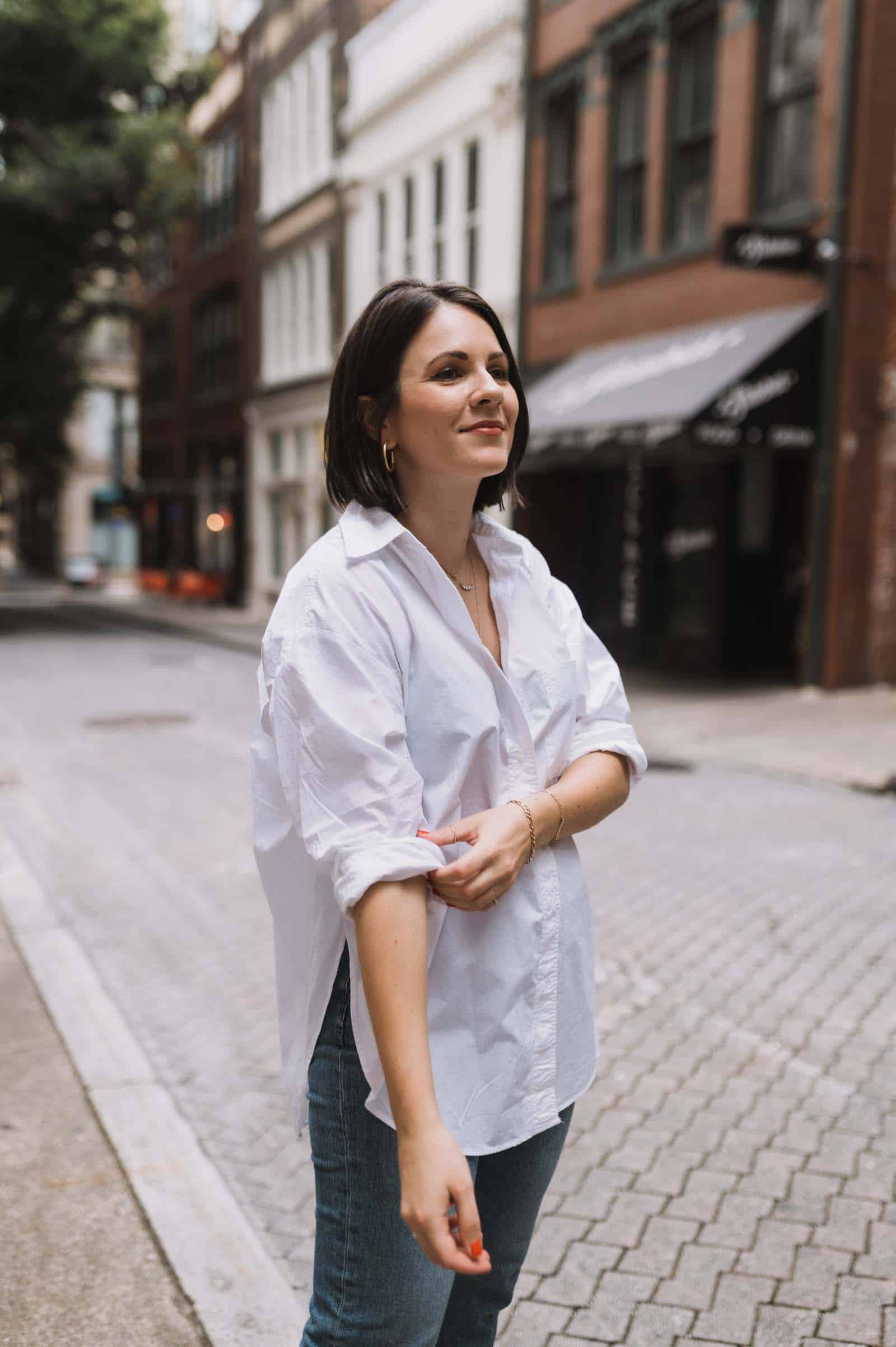 Jessica white shirt and jeans Jessica wearing white shirt and jeans
