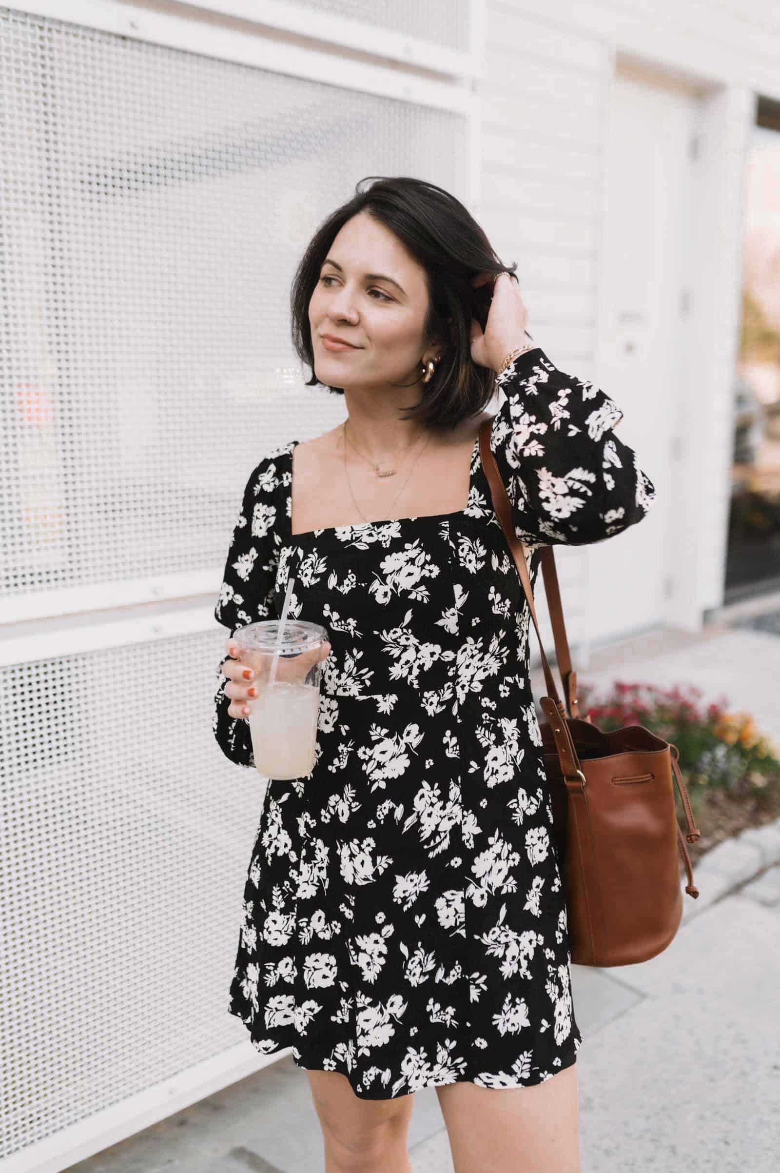 sezane square neck mini dress