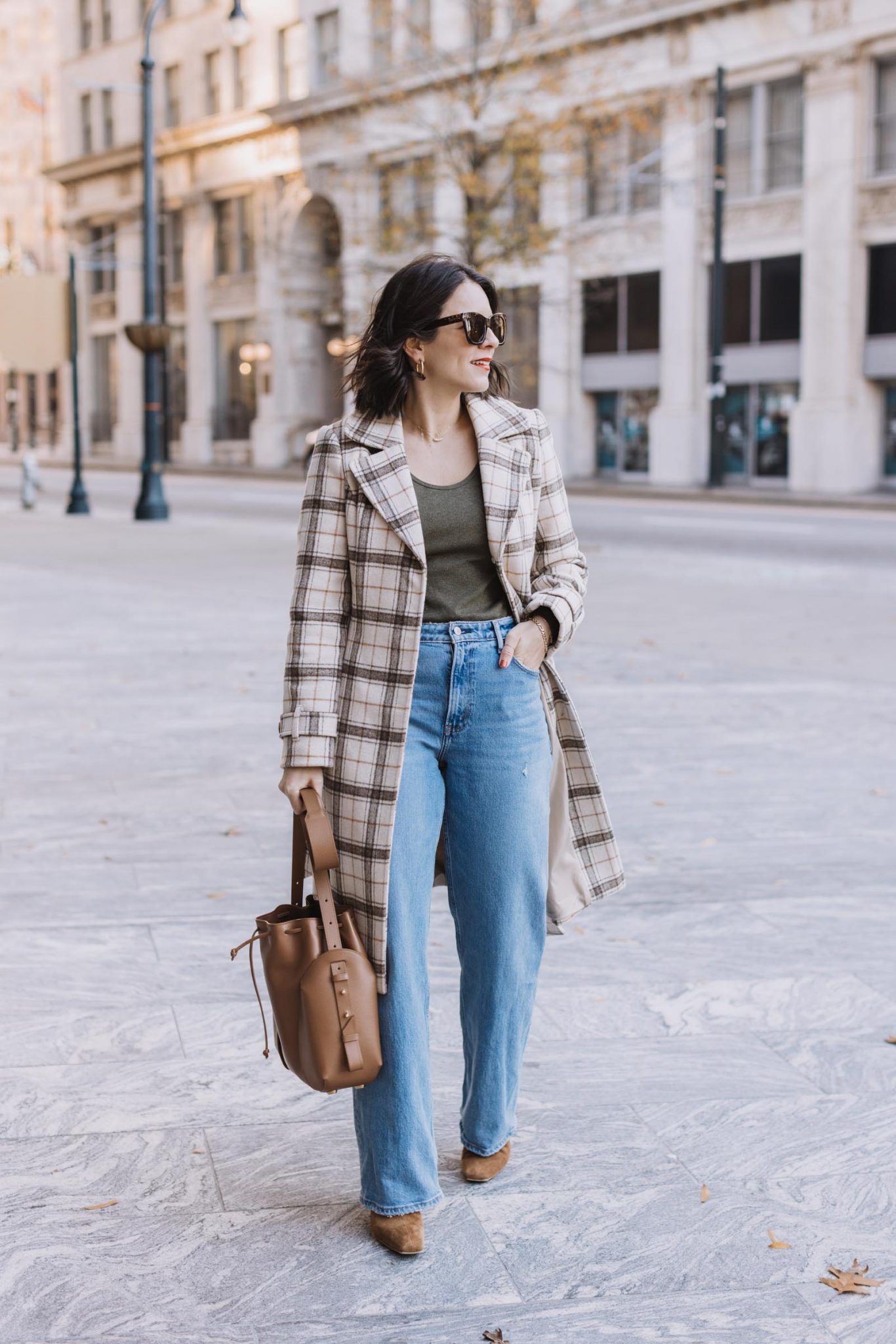 plaid trench coat