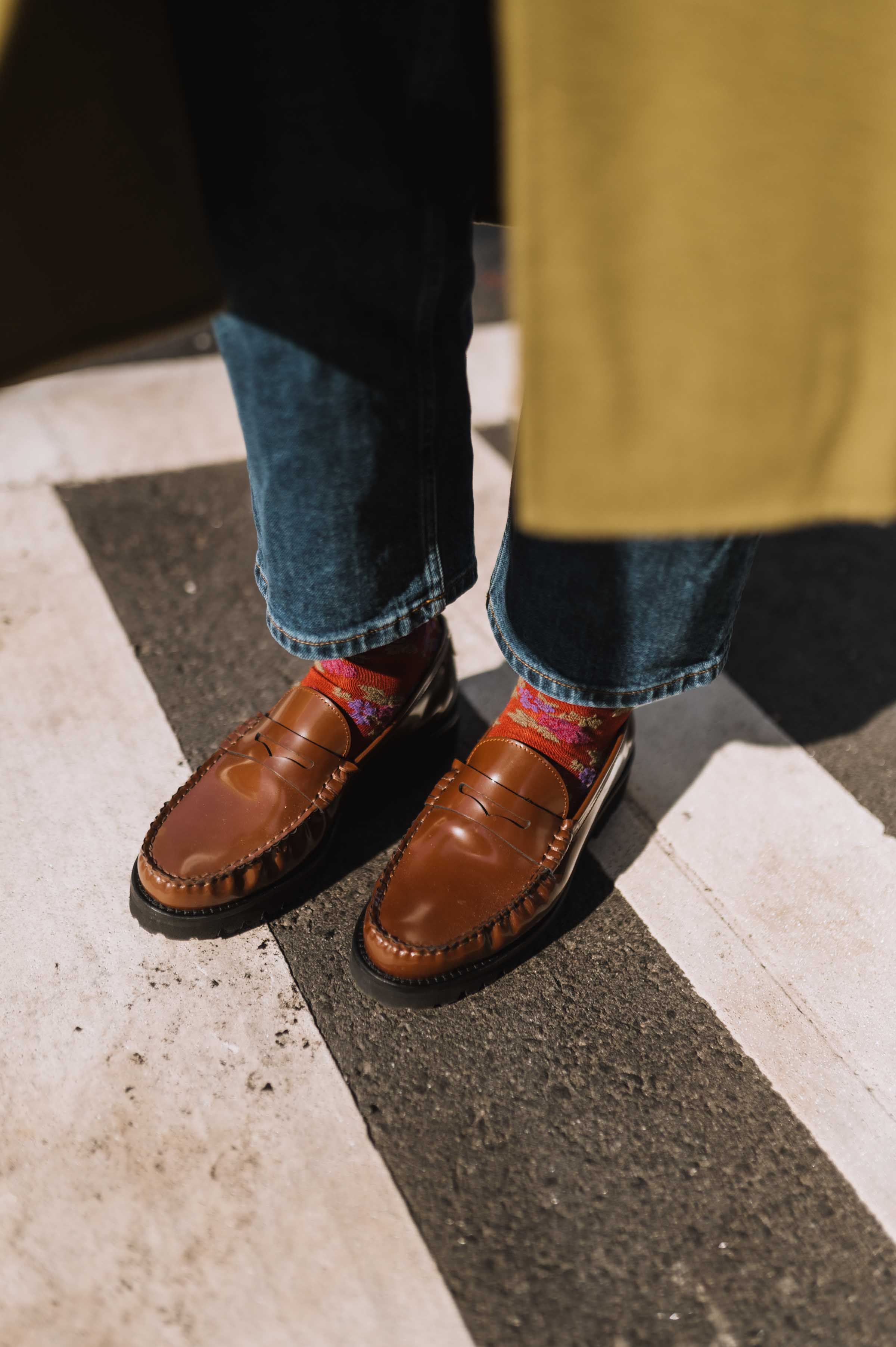 socks with loafers and jeans for winter