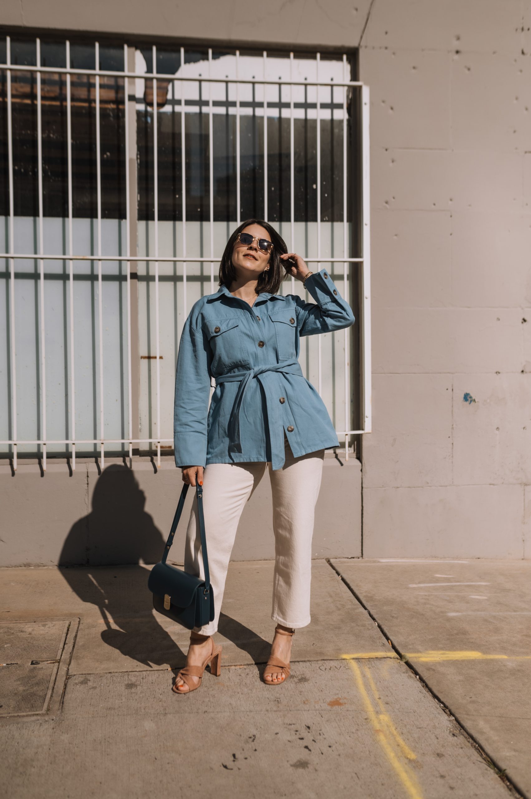 sezane belted chore jacket