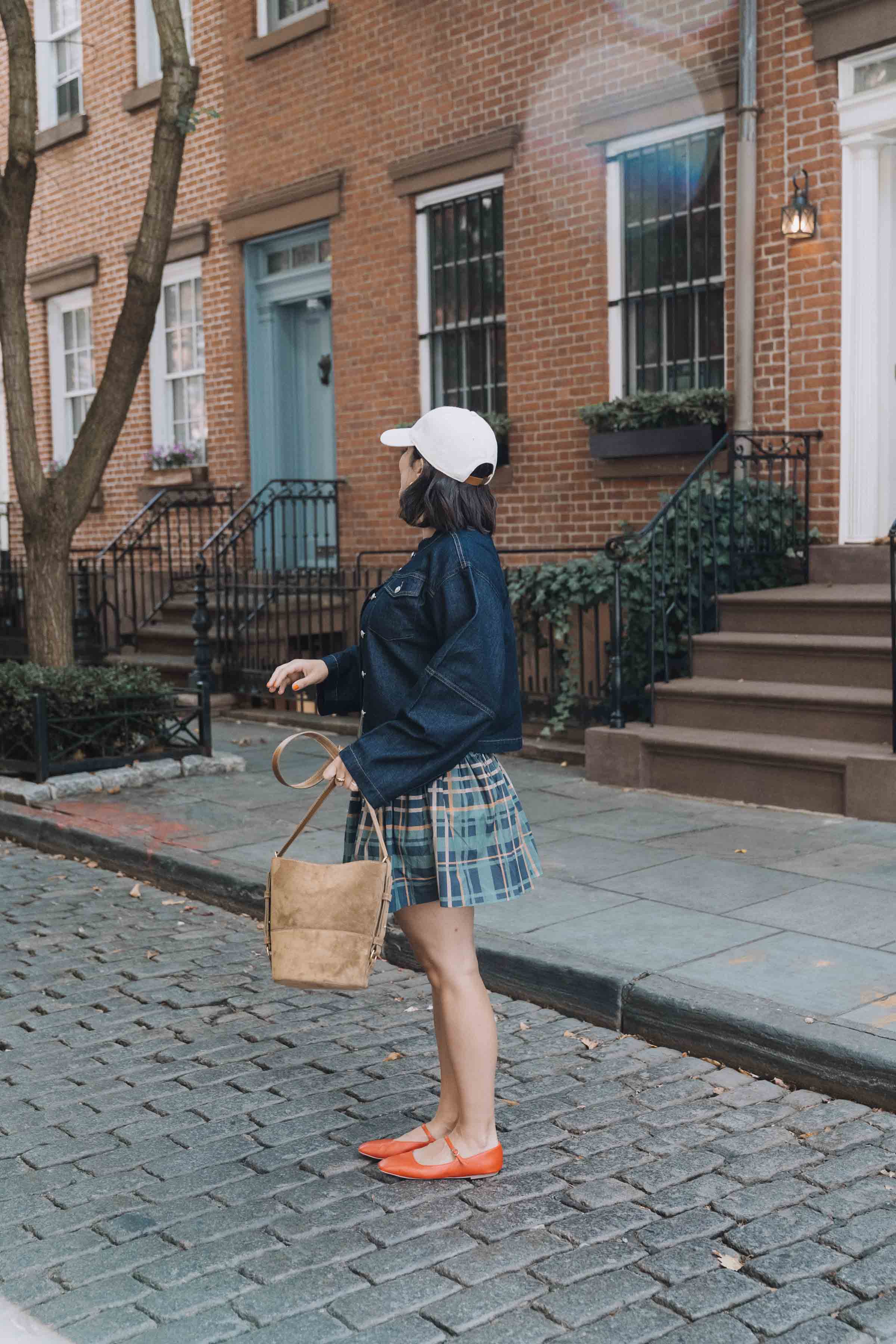 plaid print with pops of red