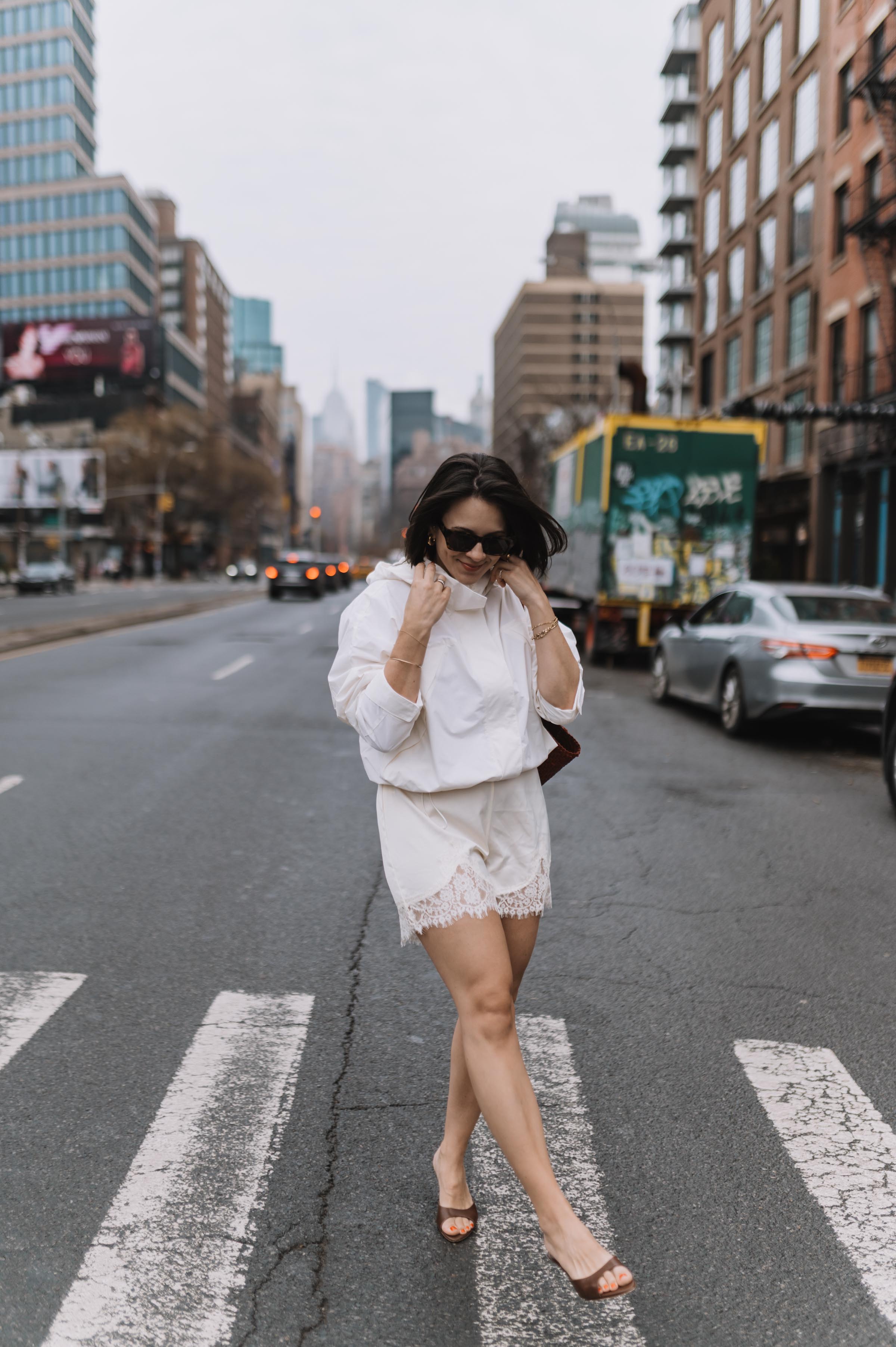 lace shorts outfit | What To Pack For NYC In The Spring